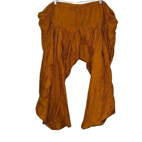 Harem Style Orange Boho Pants Shimmering Fabric Womens - Picture 1 of 7